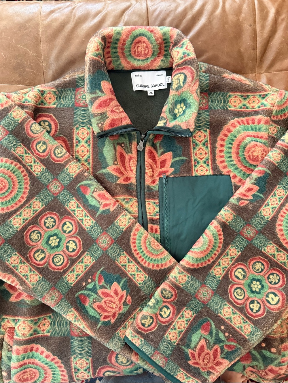 RARE Sundae School Floral/Dancheong Fleece Zip-up Jacket